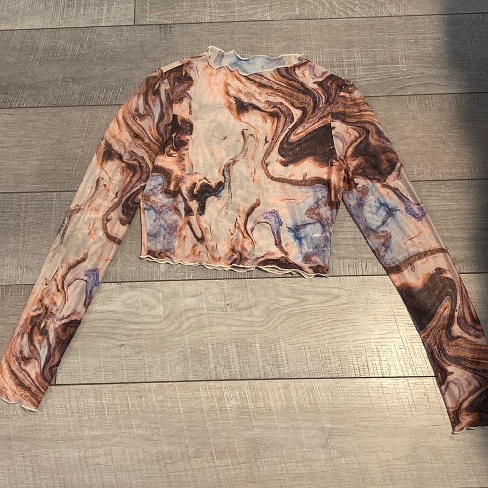 womens cropped mesh long sleeve